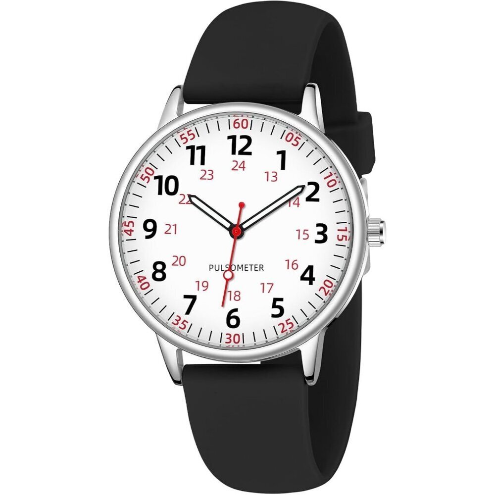 Women's Black Waterproof Analog Silicone Stylish Second Hand Buckle Wrist Watch